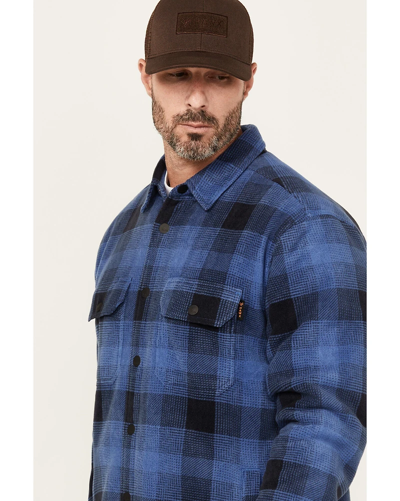Hawx Men's Ainsley Plaid Print Long Sleeve Snap Polar Fleece Shirt Jacket