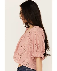 Free People Women's Stacey Lace Cropped Shirt