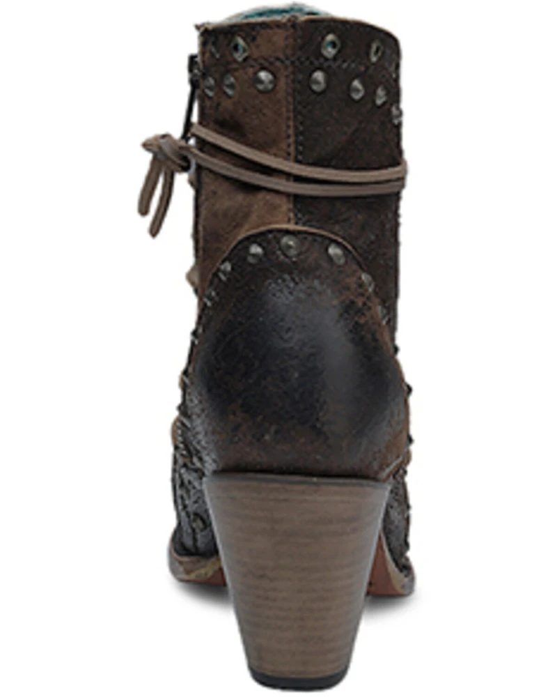 Corral Women's Studded Lace-Up Fashion Boots - Snip Toe