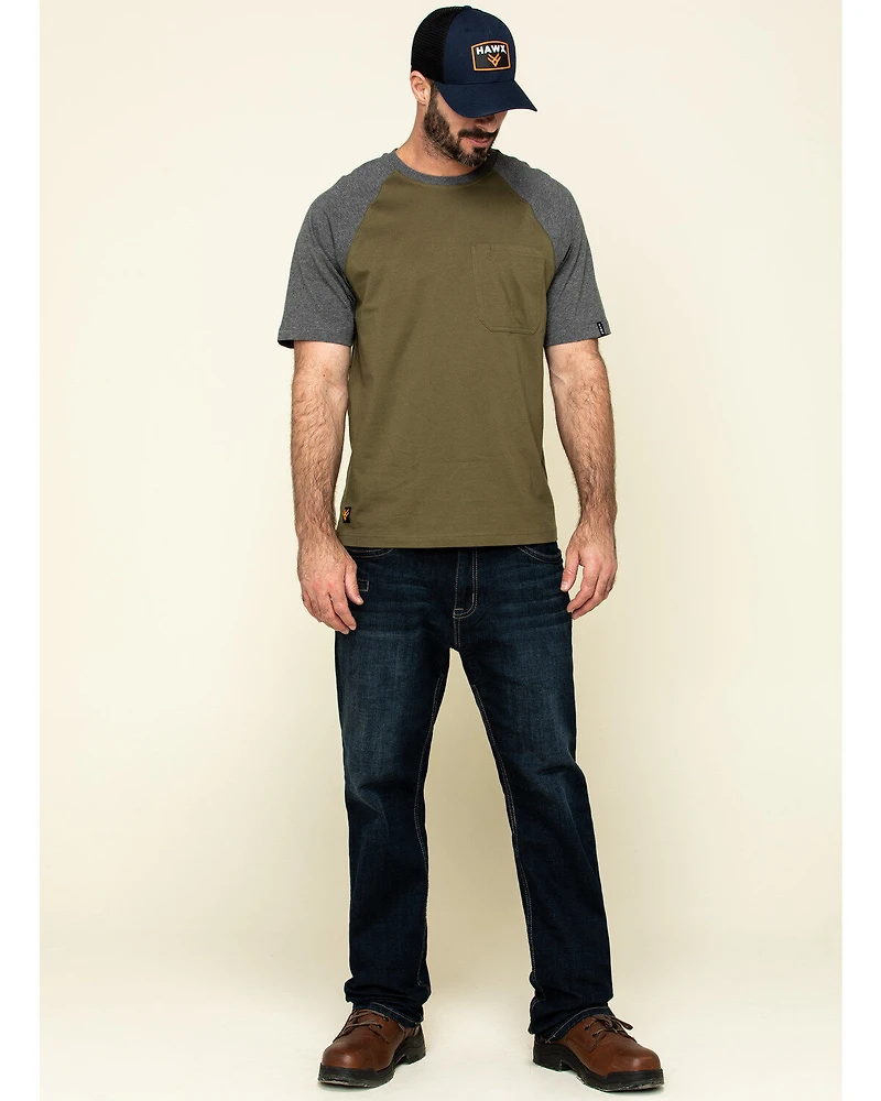 Hawx Men's Olive Midland Short Sleeve Baseball Work T-Shirt