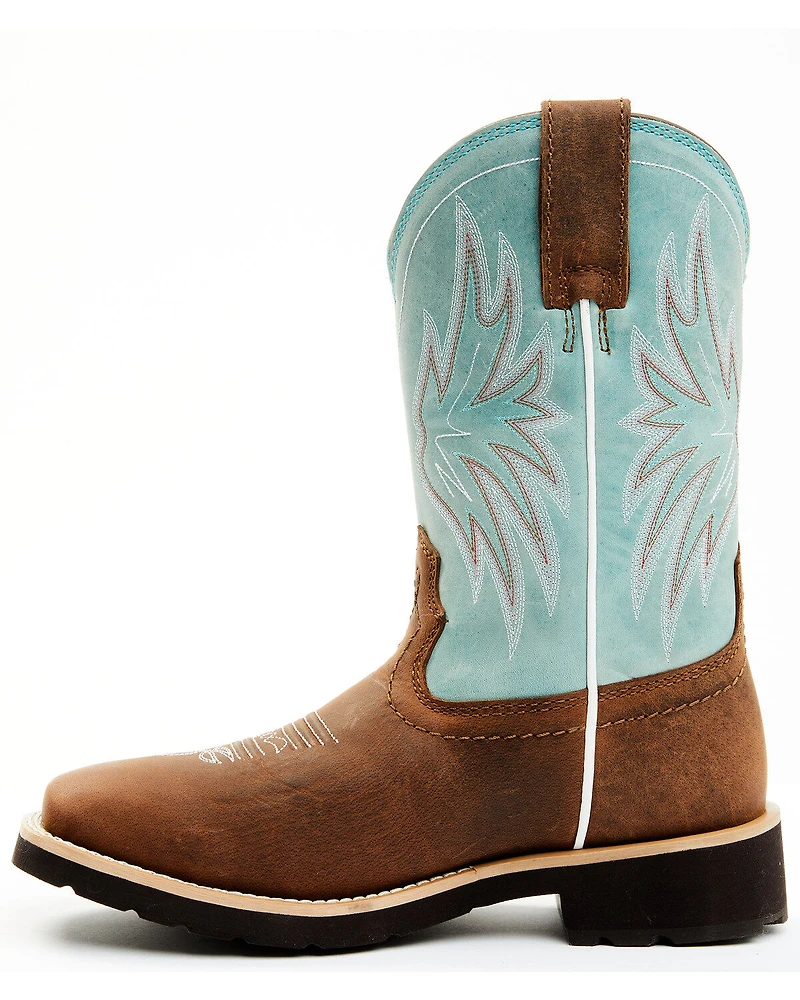 RANK 45® Women's Contrast Shaft Performance Leather Western Boots - Broad Square Toe