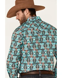 Rock & Roll Denim Men's Southwestern Print Long Sleeve Snap Western Shirt