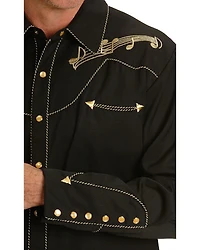 Scully Music Note Embroidered Retro Western Shirt - Big & Tall