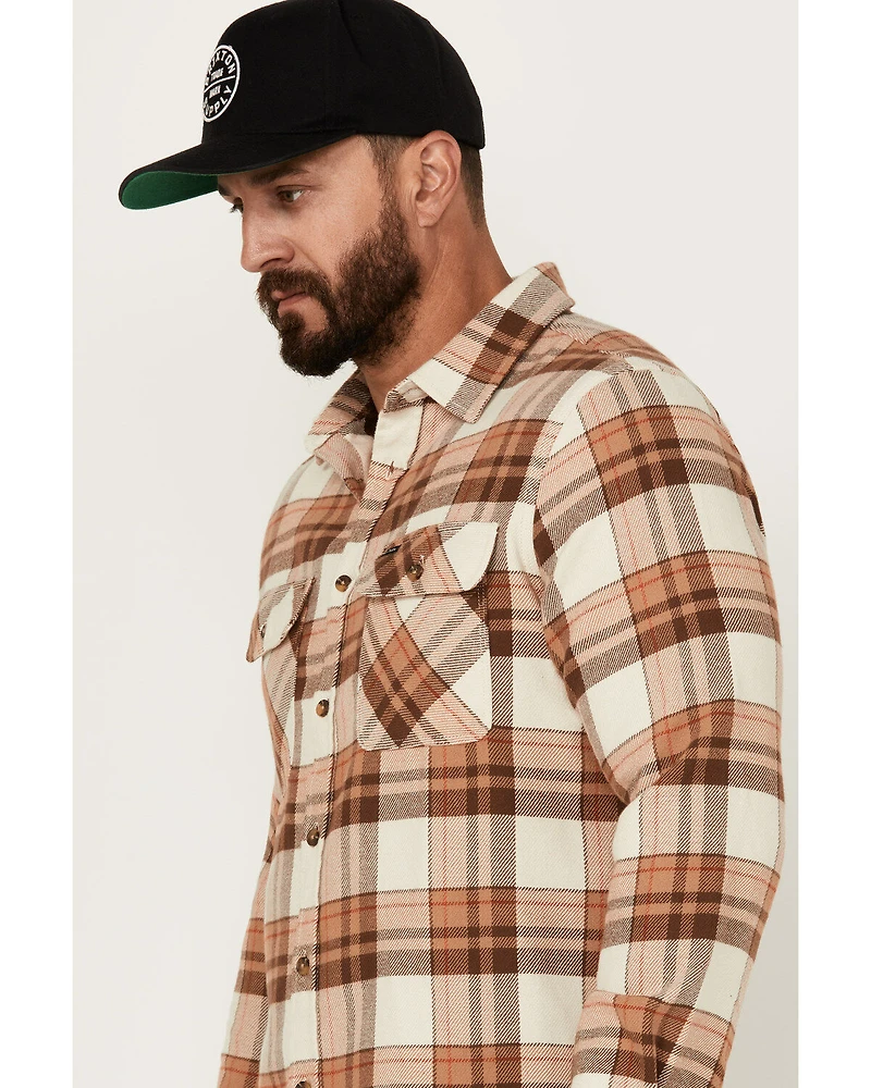 Brixton Men's Bowery Plaid Print Long Sleeve Button-Down Flannel Shirt