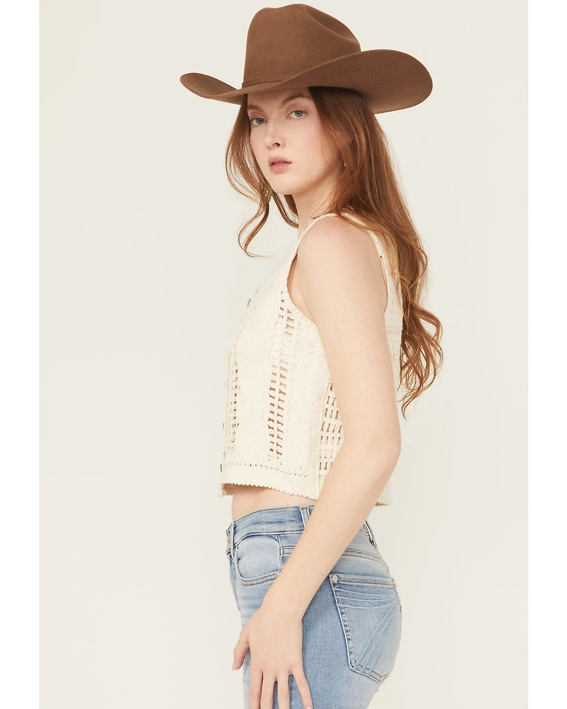 By Together Women's Rory Crochet Button-Down Vest