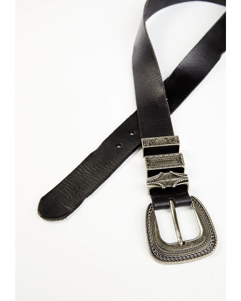 Shyanne Women's Black Triple Keeper Leather Belt
