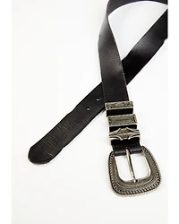 Shyanne Women's Black Triple Keeper Leather Belt