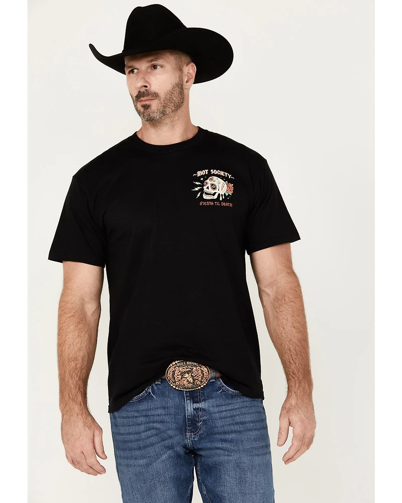Riot Society Men's Guitar Girl Fiesta Til Death Short Sleeve Graphic T-Shirt