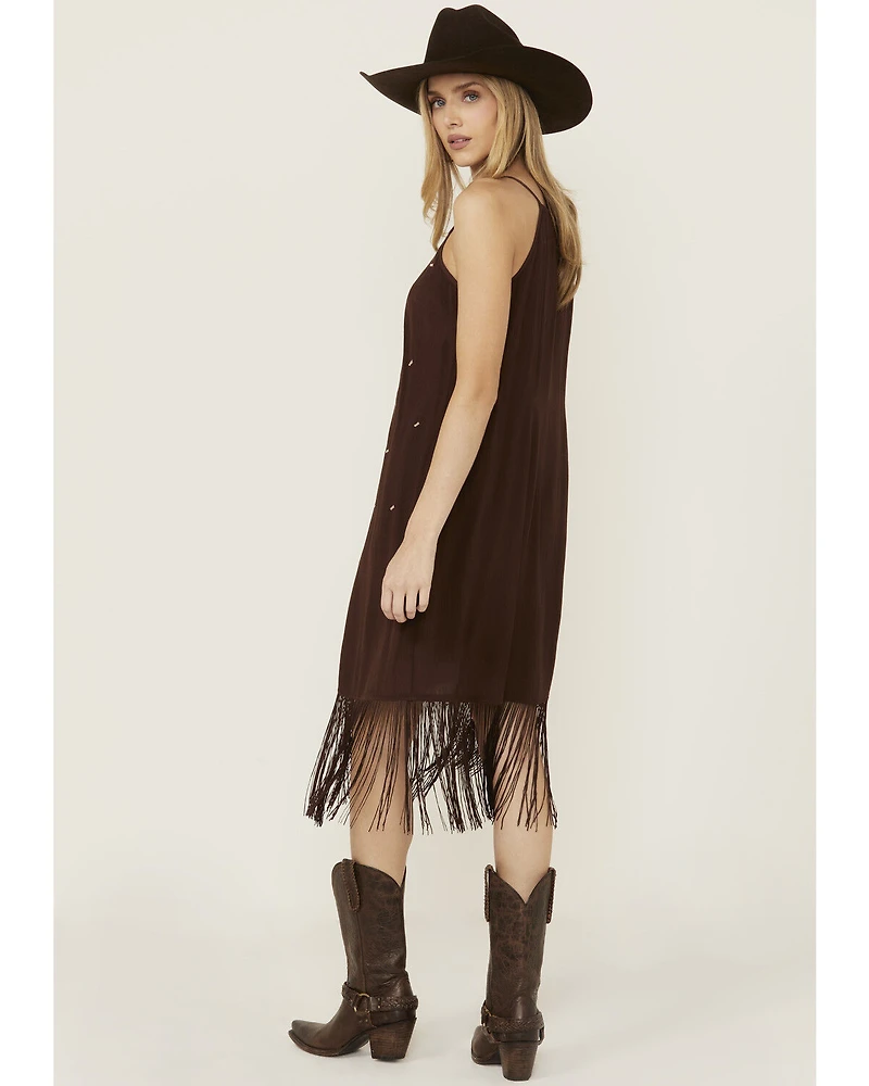 Shyanne Women's Embroidered Fringe Midi Dress