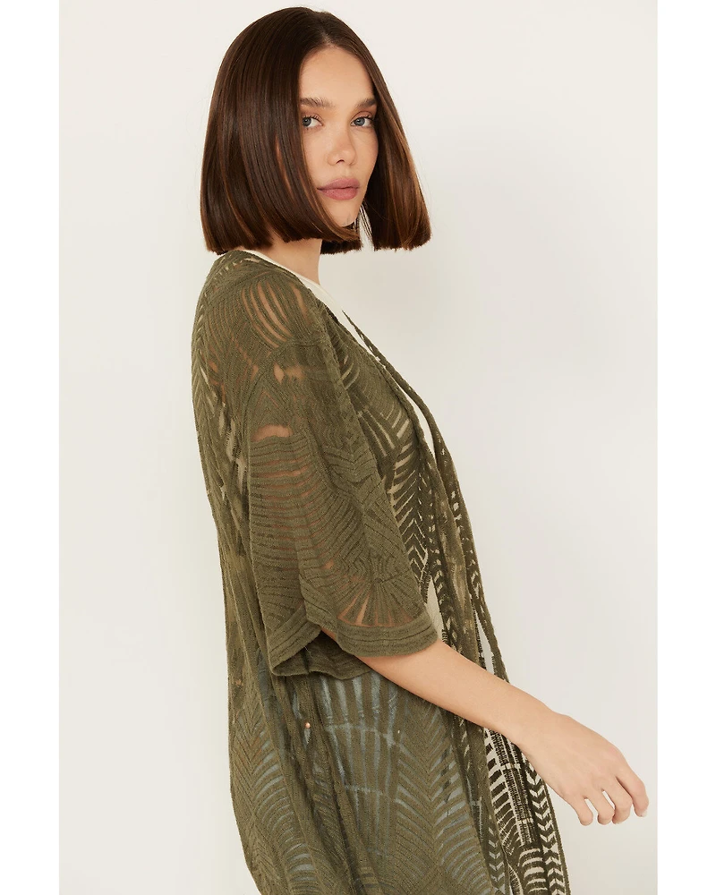 Shyanne Women's Geo Print Lace Short Sleeve Kimono