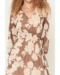 Shyanne Women's Floral Long Sleeve Crinkle Mini Dress
