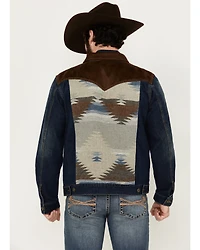 Cody James Men's Freedom Southwestern Yoke And Suede Trim Denim Jacket