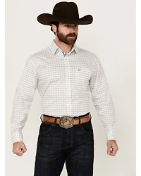 Rough Stock by Panhandle Men's Geo Print Long Sleeve Button-Down Stretch Western Shirt