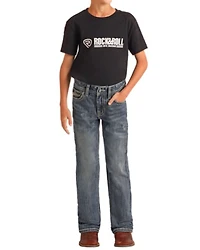 Rock & Roll Denim Boys' Medium Wash Stretch Bootcut Jeans