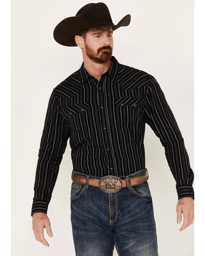 Moonshine Spirit Men's Tuner Striped Long Sleeve Snap Flannel Shirt