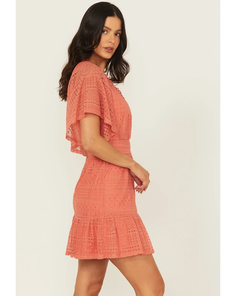 Shyanne Women's Faux Wrap Lace Mini Dress