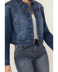 Cleo + Wolf Women's Medium Wash Patchwork Trucker Denim Jacket
