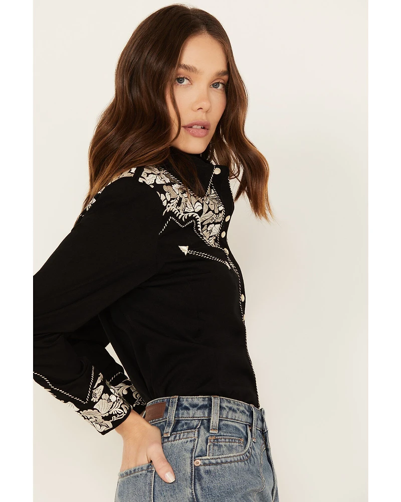 Scully Women's Embroidered Long Sleeve Pearl Snap Western Shirt