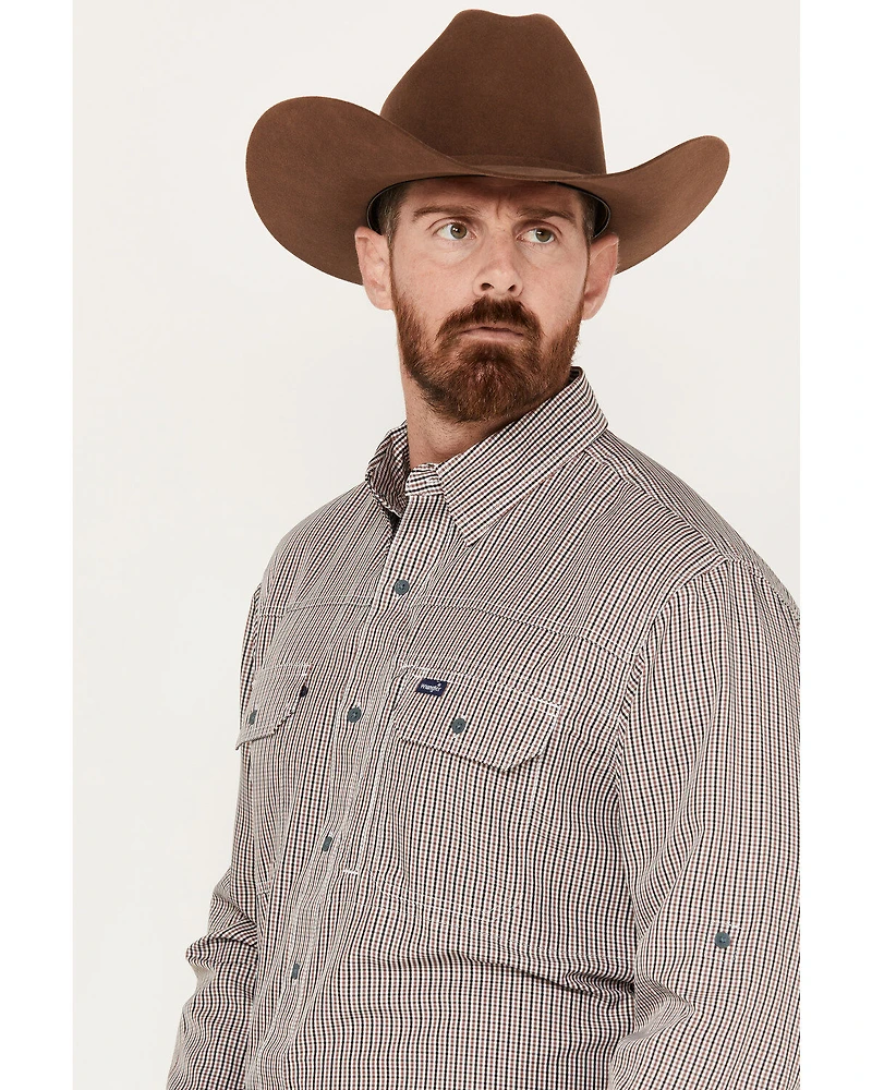 Wrangler Men's Performance Plaid Print Long Sleeve Button Down Western Shirt