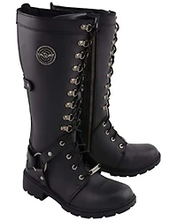 Milwaukee Leather Women’s Jane Combat Style Harness Motorcycle Boots - Round Toe