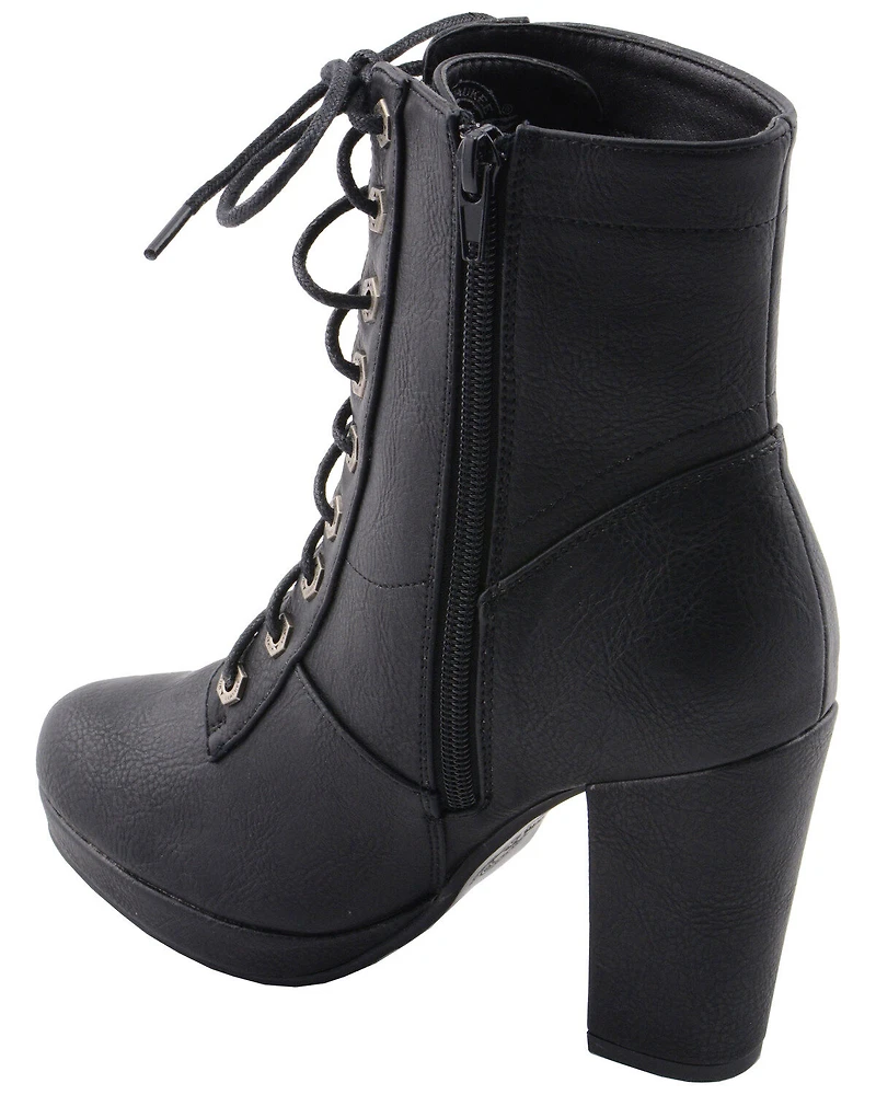 Milwaukee Leather Women's Lace Toe Platform Boots - Round