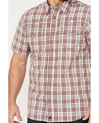 Moonshine Spirit Men's Steel Drum Plaid Print Short Sleeve Western Snap Shirt