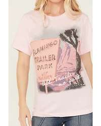 Gina Tees Women's Flamingo Trailer Short Sleeve Graphic Tee