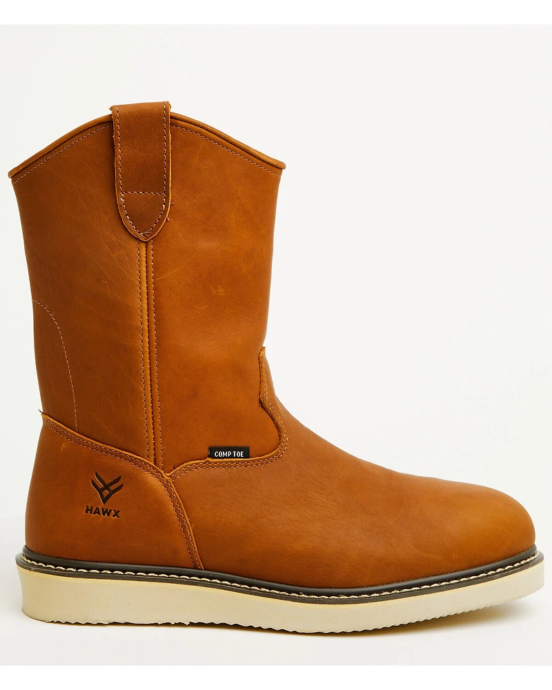 Hawx Men's Pull-On Barnyard Leather Work Boots - Composite Toe