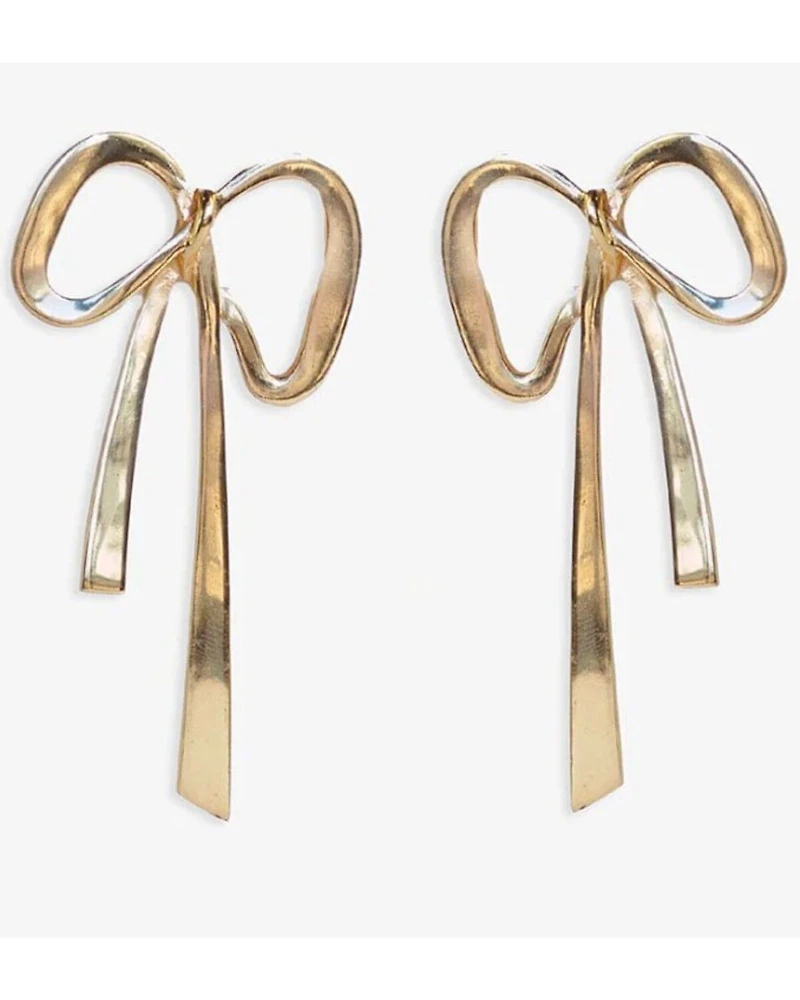 Ink + Alloy Women's Katie Large Ribbon Bow Earrings