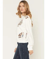 Blue B Women's Cowgirl Conversation Embroidered Crewneck