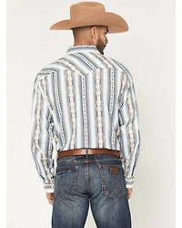 Panhandle Men's Vintage Southwestern Striped Long Sleeve Pearl Snap Western Shirt
