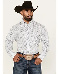George Strait by Wrangler Men's Floral Striped Long Sleeve Button-Down Stretch Western Shirt