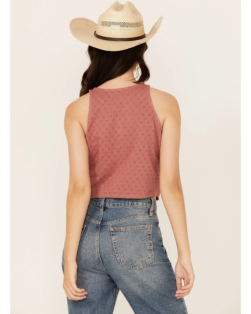 Cleo + Wolf Women's Blaire Cropped Jacquard and Lace Tank