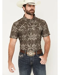 Rock & Roll Denim Men's Tek Southwestern Print Short Sleeve Snap Stretch Western Shirt
