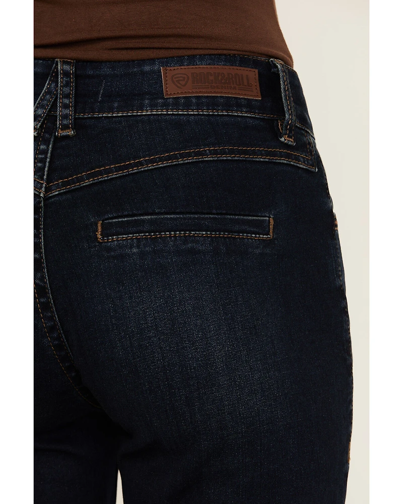 Rock & Roll Denim Women's Dark Wash High Rise Welt Pocket Trouser Stretch Jeans