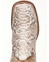 Dan Post Women's Back Cut Natural Python Exotic Western Boot - Broad Square Toe