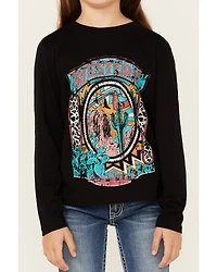Rock & Roll Denim Girls' Western Cactus Long Sleeve Graphic Tee