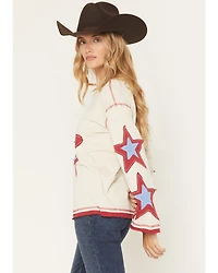 Blended Women's Long Sleeve Star Patchwork Top