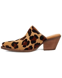 Dingo Women's Calico Leopard Print Hairon Mules - Round Toe