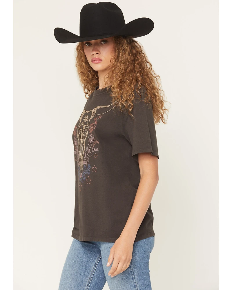 Idyllwind Women's Headstrong Steer Head Embroidered Short Sleeve Graphic Tee