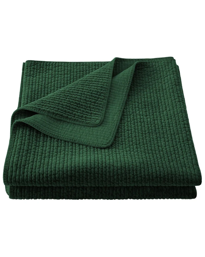 HiEnd Accents Emerald Stonewashed Cotton & Velvet 3-Piece Full/Queen Quilt Set