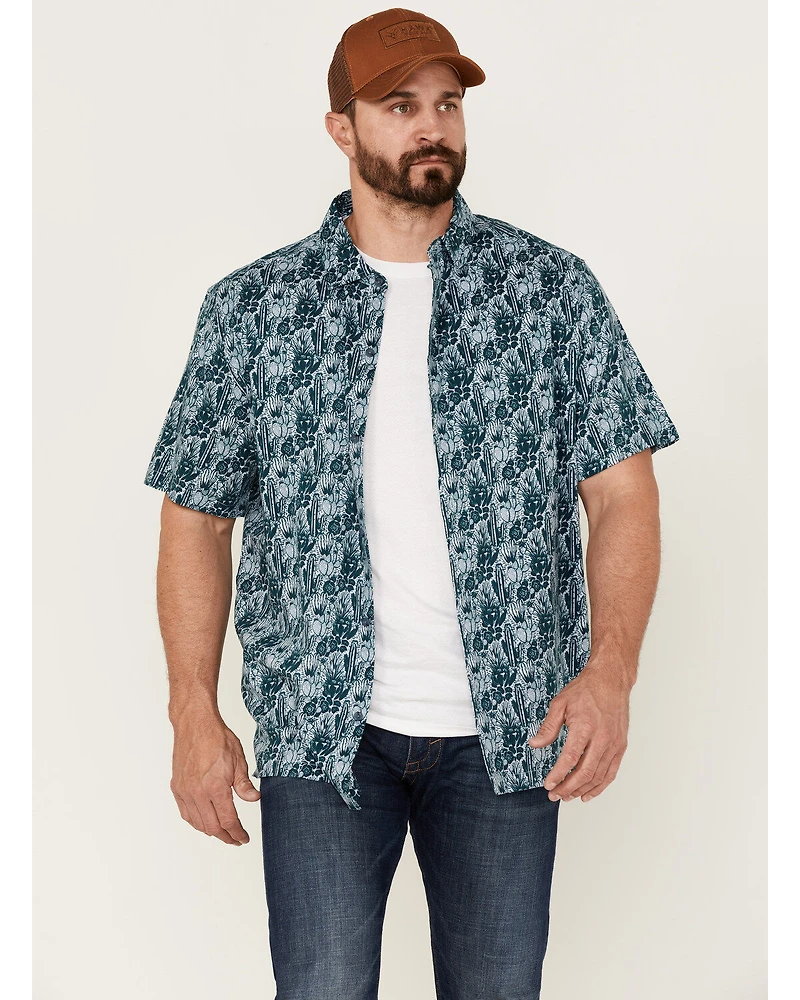 Gibson Men's Saguro Floral Print Short Sleeve Button Down Western Shirt
