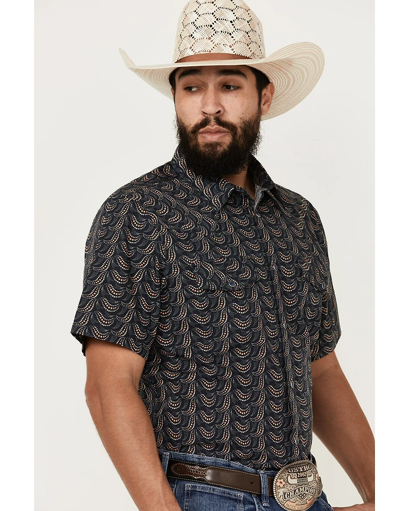 Gibson Men's Disco Ball Geo Print Short Sleeve Snap Western Shirt