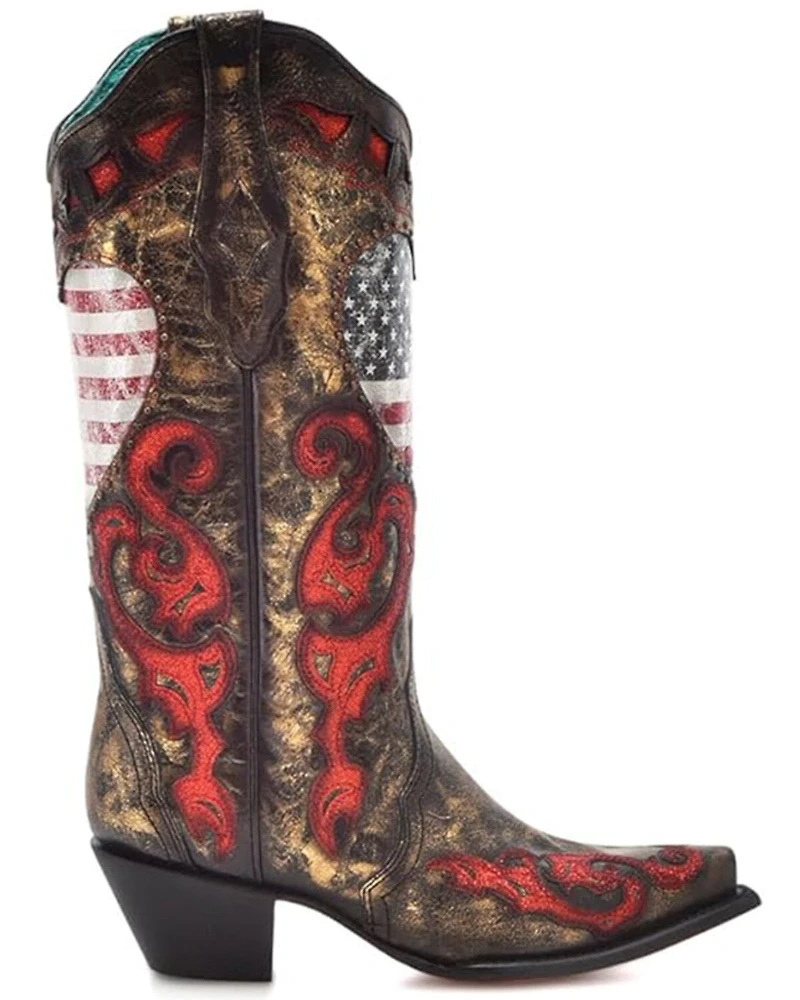 Corral Women's Stars And Stripes Embroidered Western Boots - Snip Toe