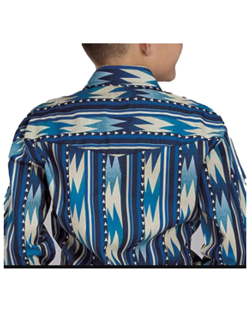 Roper Boys' Southwestern Striped Long Sleeve Snap Western Shirt