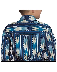 Roper Boys' Southwestern Striped Long Sleeve Snap Western Shirt
