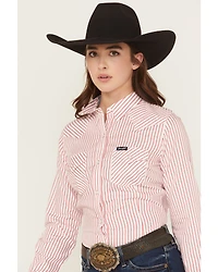Wrangler Retro Women's Striped Print Long Sleeve Snap Stretch Western Shirt