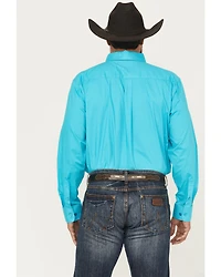 Panhandle Select Men's Solid Long Sleeve Button-Down Stretch Western Shirt