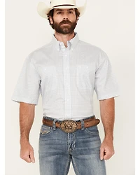 George Strait by Wrangler Men's Geo Print Short Sleeve Button-Down Stretch Western Shirt