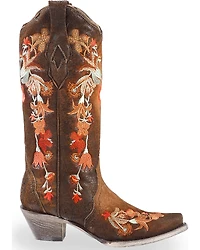 Corral Women's Floral Embroidered Lamb Western Boots - Snip Toe